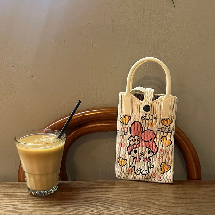 Wholesale Mobile Phone Bag Wool Knitted Small Square Bag  Small Bag Contrast Color