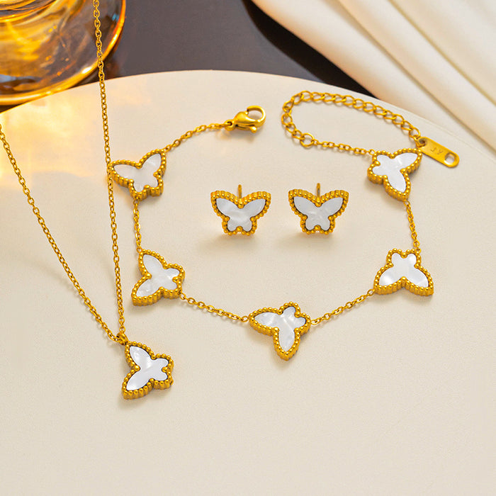 Wholesale Simple Butterfly Necklace Earrings Bracelet Set JDC-BT-Kucai010