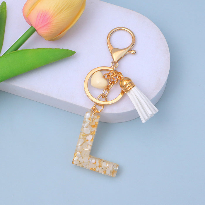 Wholesale New Gold Foil Drop Glue Letter Pendant Keychain Girl Bag Pendant Girlfriend Gift