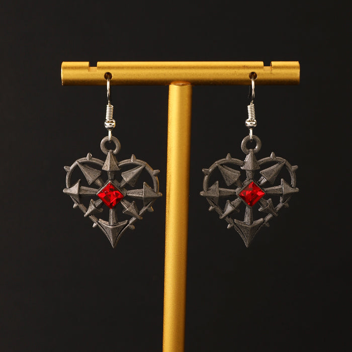 Wholesale Red Stone Heart Earrings Women's Retro Halloween Love Earrings