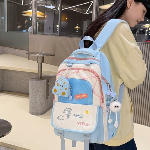 Wholesale Contrast color schoolbags, cute, lightweight, large-capacity, versatile backpacks for middle school and high school students