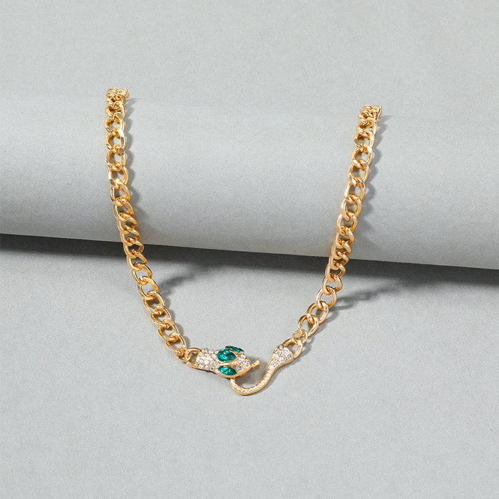 Wholesale New gold-plated snake shaped crystal personalized necklace, fashionable full diamond necklace, sweater chain