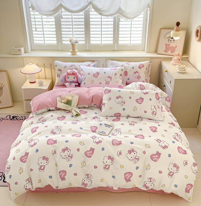 Wholesale A-level Cloud Washed Cotton Cute Cartoon Girl Heart Dormitory Bed Sheets JDC-SEE-AiErMei004