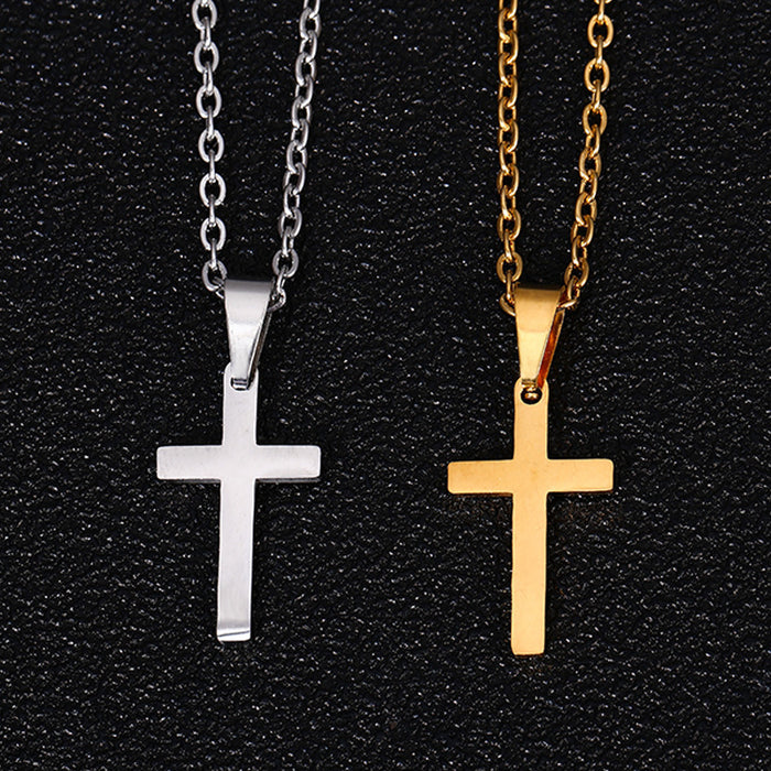 Wholesale Stainless steel smooth cross titanium steel necklace solid color accessories collarbone chain