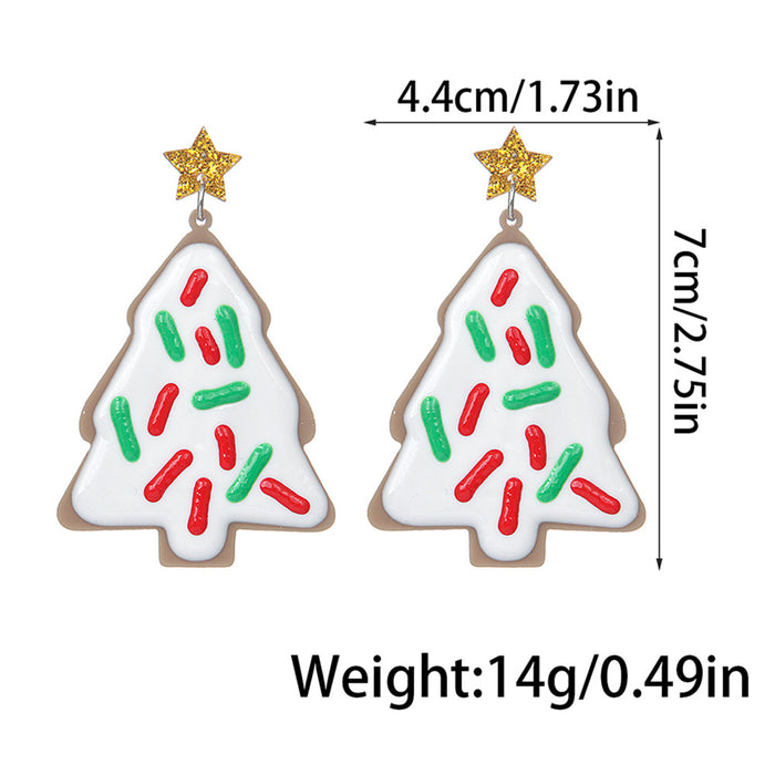 Wholesale  Acrylic Earrings White Painted Acrylic Splicing Christmas Tree Earrings Earrings for Women