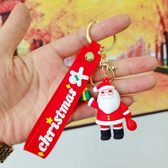 Wholesale Silicone Christmas Keychain Cute Cartoon Pendant
