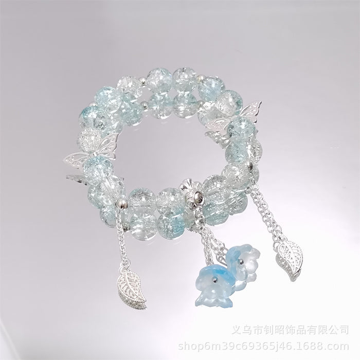 Wholesale Chic Crystal Lily of the Valley Bracelet Butterfly Design Fashion Accessory