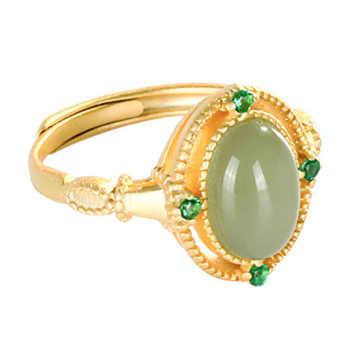 Wholesale Oval-shaped court-style ring with a green zircon stone