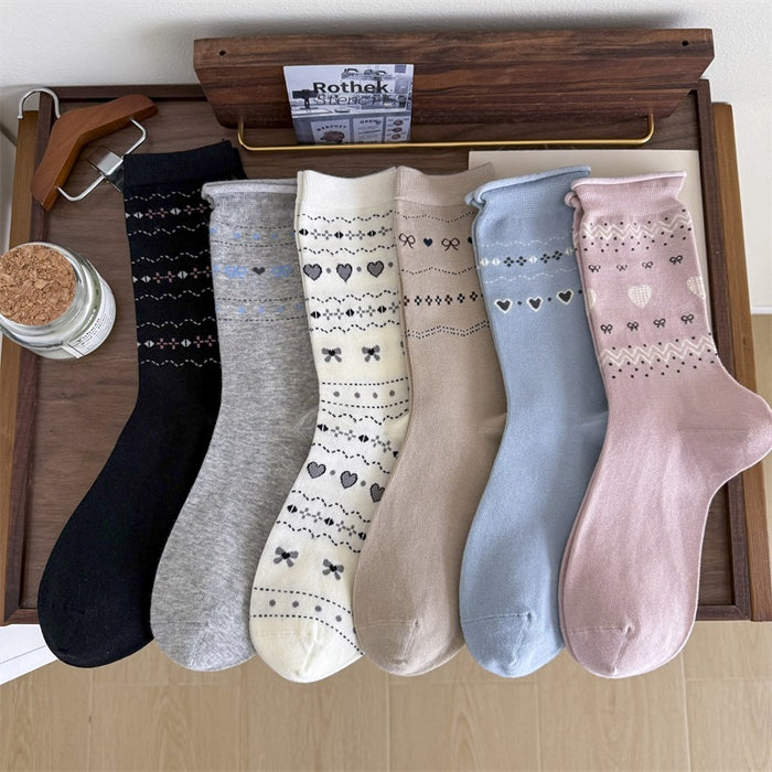 Wholesale Sweet mid tube socks, cute pile socks for wearing on the outside