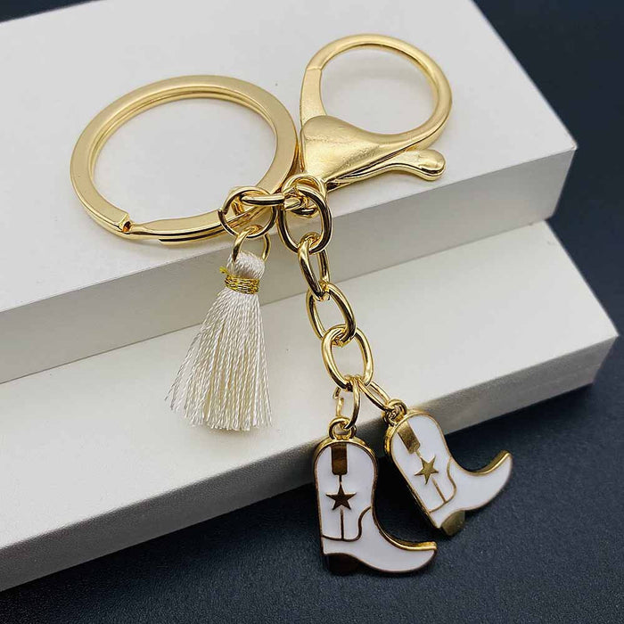 Wholesale Vintage denim-style alloy keychain