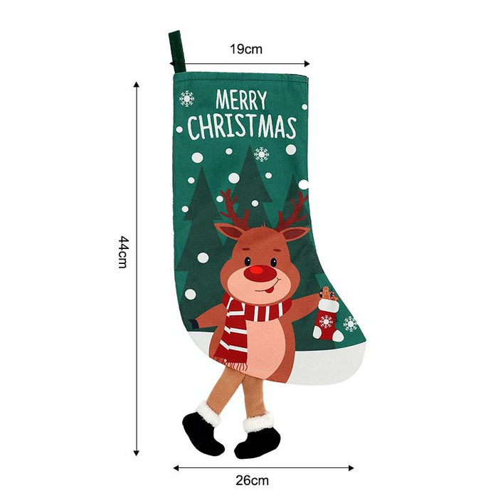 Wholesale Christmas Socks Children' s Gift Bag Pink Cartoon Roof Old Man Candy Gift Decoration Supplies Christmas Tree