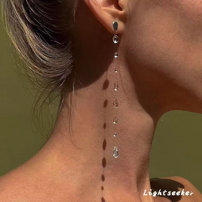 Wholesale Ice dewdrop necklace with niche design, extremely simple and high-end water droplet earrings