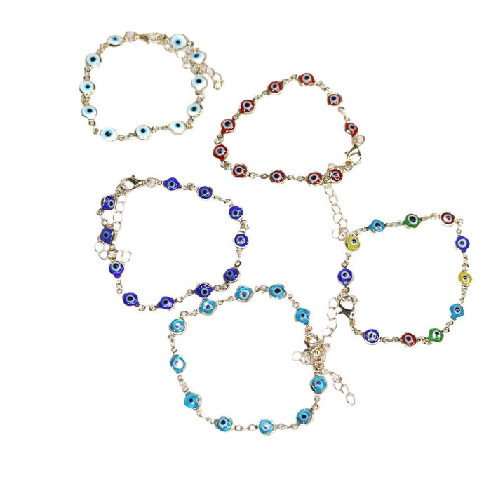Wholesale Adjustable Retro Color Drip Oil Eye Bracelet