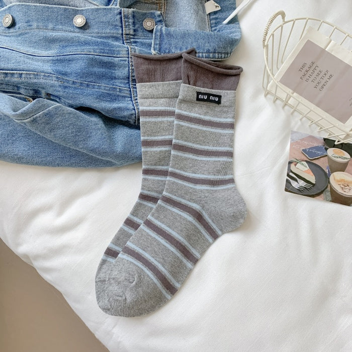 Wholesale Socks casual pile socks thin letter tube striped socks