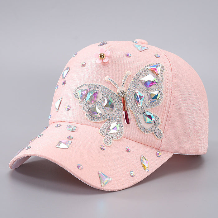 Wholesale Butterfly rhinestone baseball cap with glitter sunshade duckbill cap baseball cap