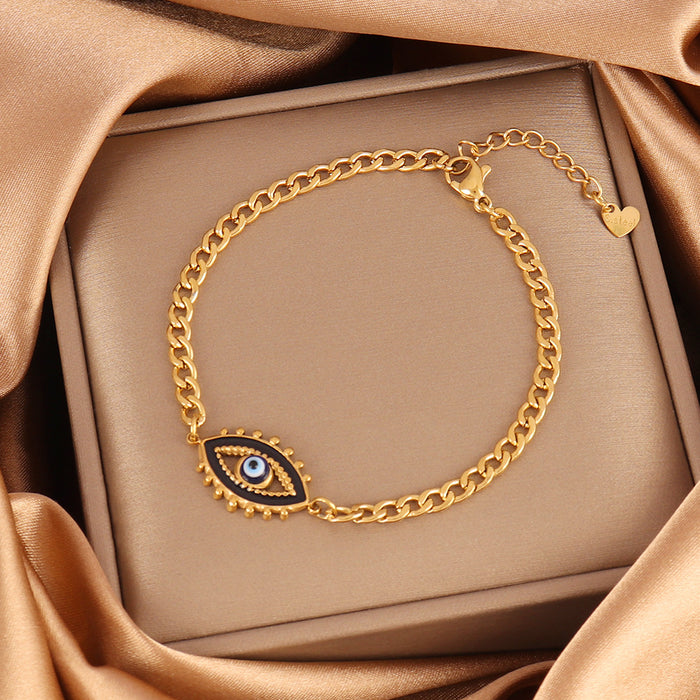 Wholesale Stainless Steel Devil' s Eye Bracelets Simple Oil-Dropping Eye Bracelets