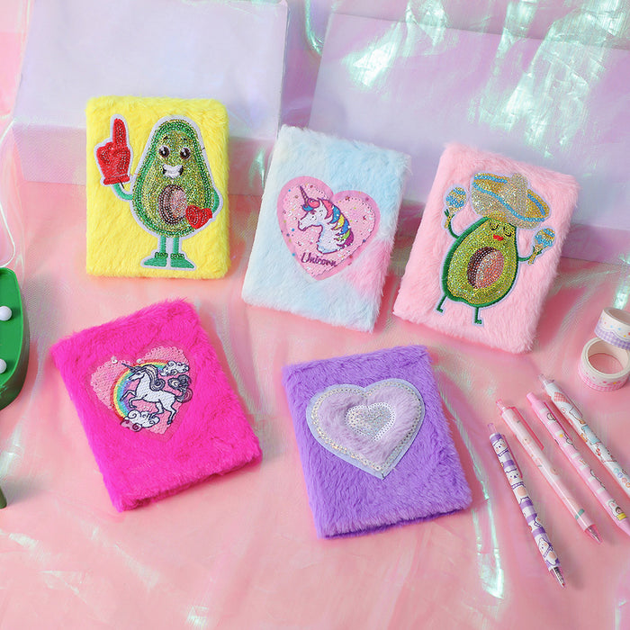 Wholesale Plush Cartoon Notebook Avocado Creative Girl Diary Student Award Prize Handbook Record Book