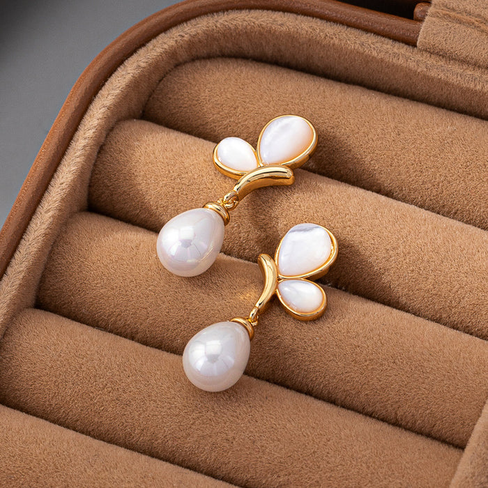 Wholesale Diamond-encrusted pearl earrings