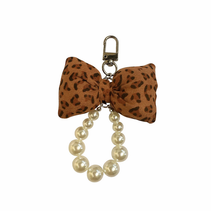 Wholesale Pearl Puff Bow Girl Keychain Cute All-match Mobile Phone Chain Bag Pendant