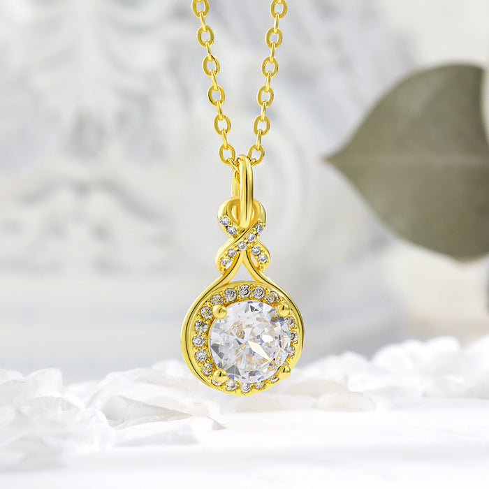 Wholesale Original Design: Light Luxury Waterdrop Set with Diamonds, Simple Circular Symmetrical Entangled Symbol Necklace