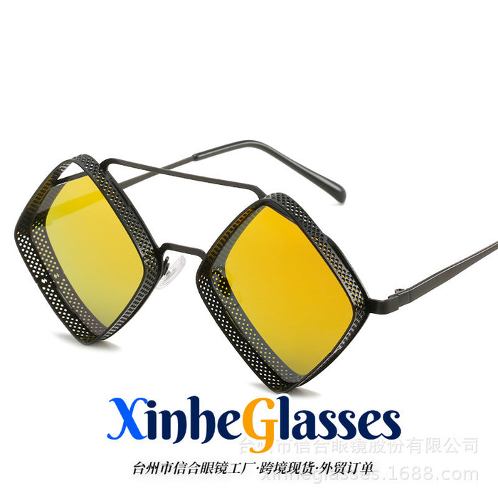 Wholesale Metal Rhombus Double-Bridge Sunglasses