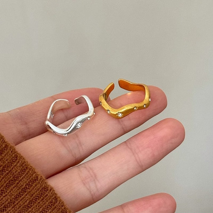 Wholesale Open ring, niche design, fashionable ring, light luxury, personalized star shaped index finger ring