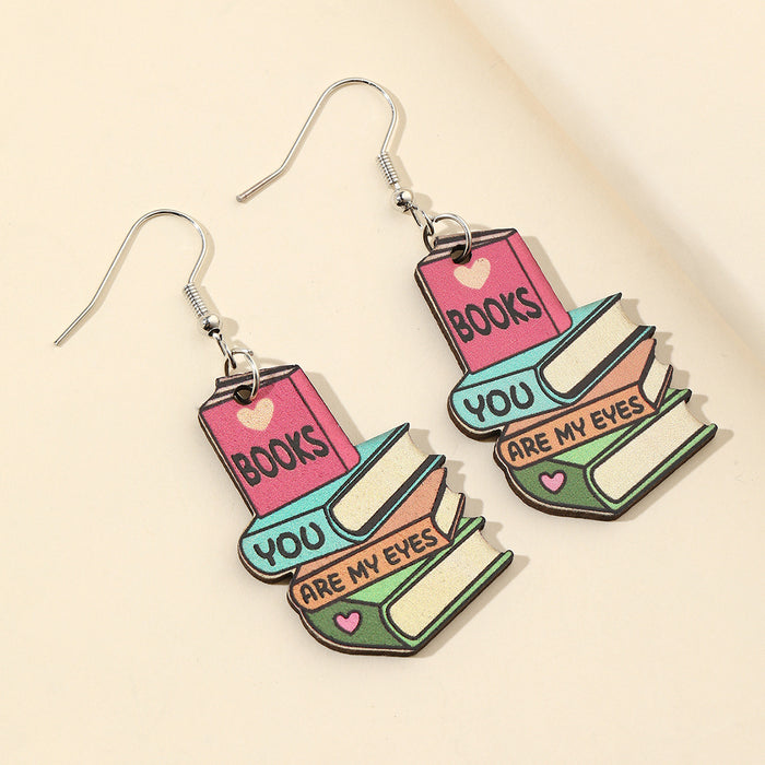 Wholesale leopard love pencil books wooden ladies earrings