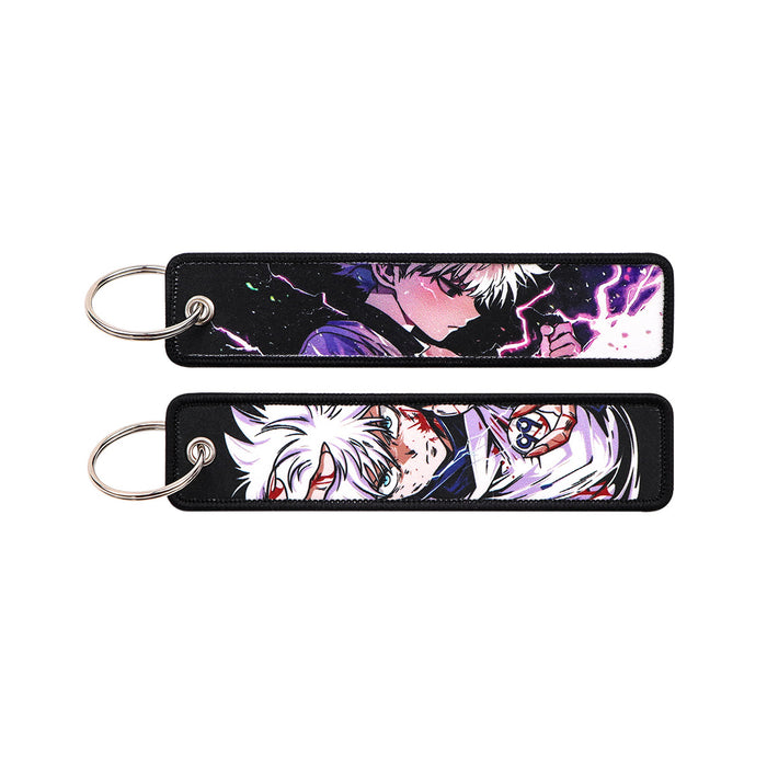 Wholesale Cartoon  Anime Woven Label Keychain Lanyard Woven Fabric