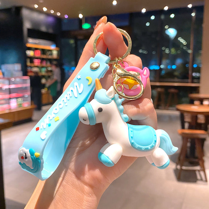 Wholesale Metal Rainbow Unicorn Pony Keychain Stylish Bag Charm For Students Great Gift For Everyday Use