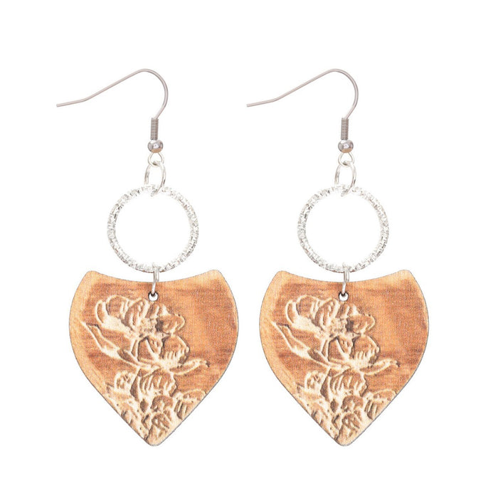 Wholesale Leaves Wooden Earrings Ring Earrings