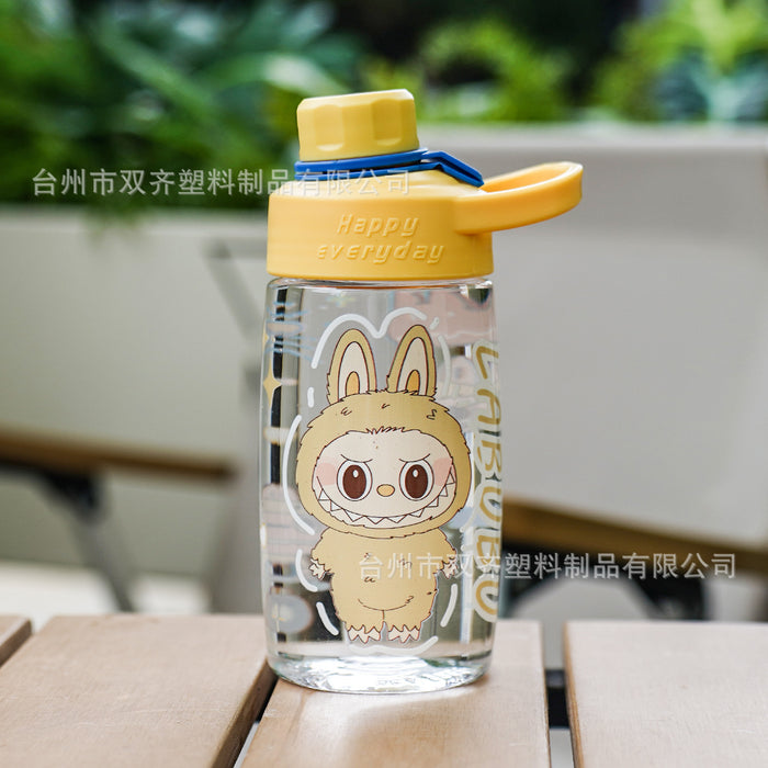 Wholesale Cartoon Pattern Transparent Plastic Cup Large-Capacity Water Cup,  Anti-Fall Cup,  Direct Drinking Rope,  Portable Cup