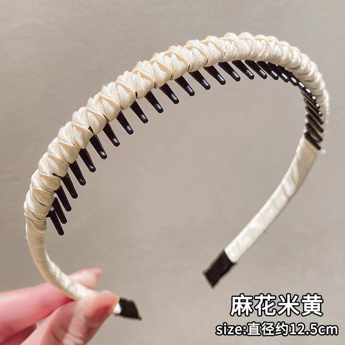 Wholesale Toothed anti slip face washing headband seamless braided hairband for controlling stray hairs