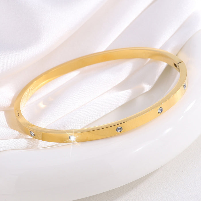 Wholesale Titanium steel bracelet with high-end fashion, light luxury, exquisite and non fading accessories, stainless steel diamond inlaid bracelet