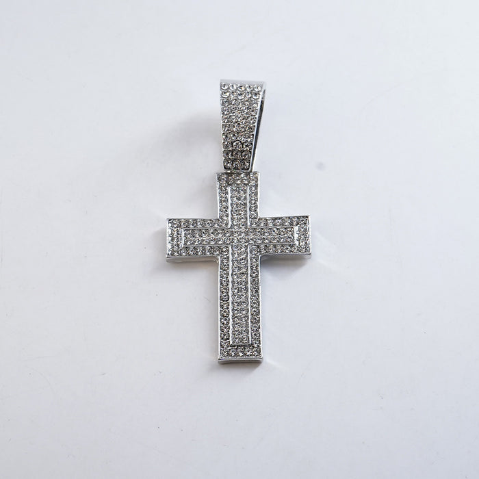 Wholesale Alloy Full Diamond Trend Rap Rhombus Men's Chain Necklace Jewelry