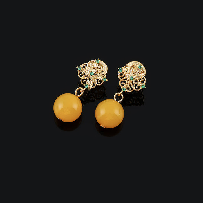 Wholesale Yellow Agate Earrings Earrings Vintage Ear Clip Earrings Without Ear Holes