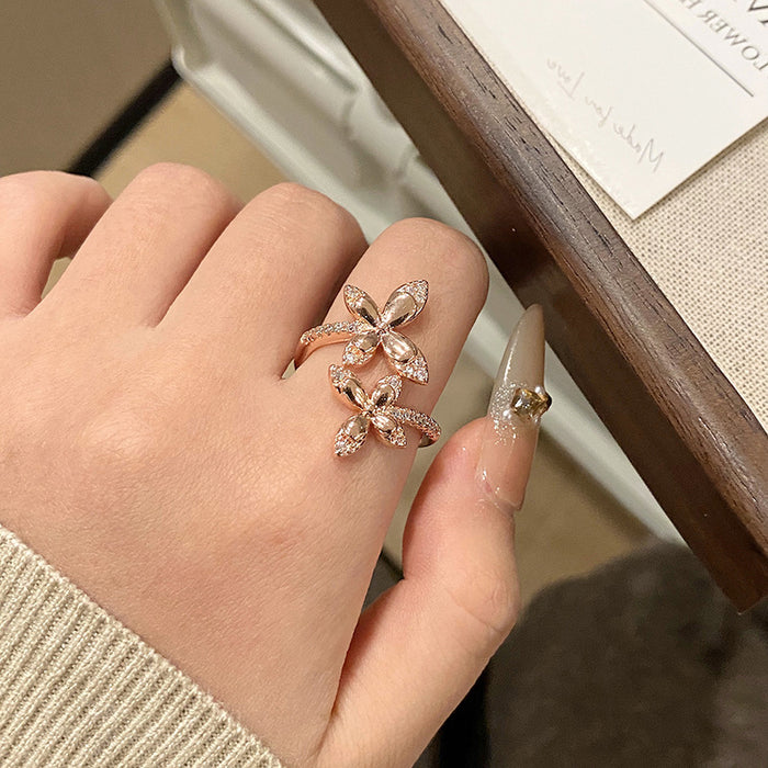 Wholesale Full Diamond Ring, Light Luxury, Exquisite, Versatile, High End, Open Mouth Finger Ring