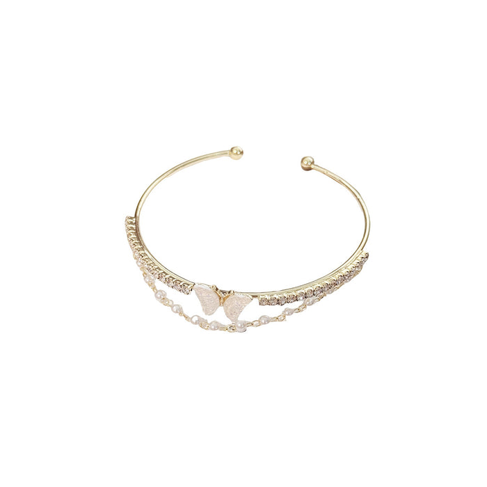 Wholesale Open double-layer butterfly bracelet with a simple and luxurious temperament, personalized bracelet with a niche design, and handmade accessories