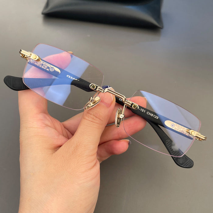 Wholesale Retro perforated frameless glasses with personalized frames for men and women, ultra light and fashionable