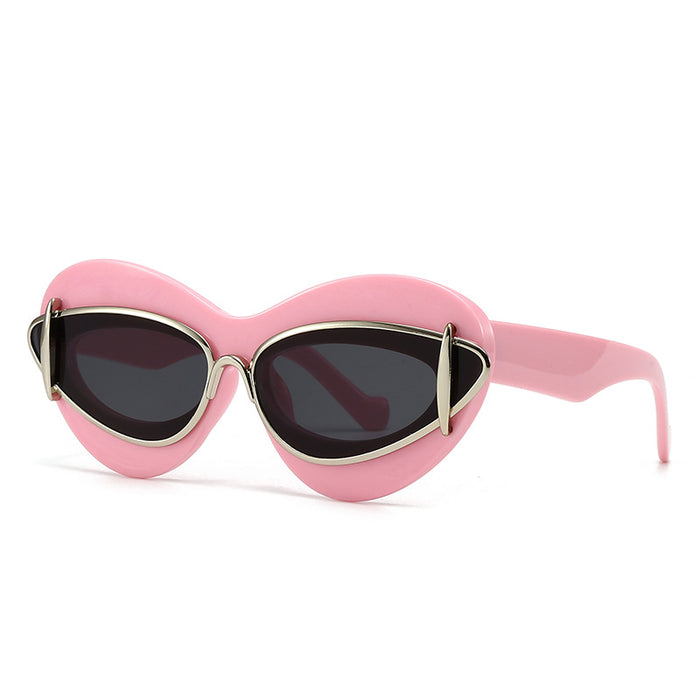 Wholesale Cat-eye Large Frame Women's PC Sunglasses JDC-SG-YingBang004