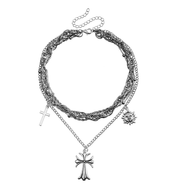 Wholesale cross trend multi-layer necklace