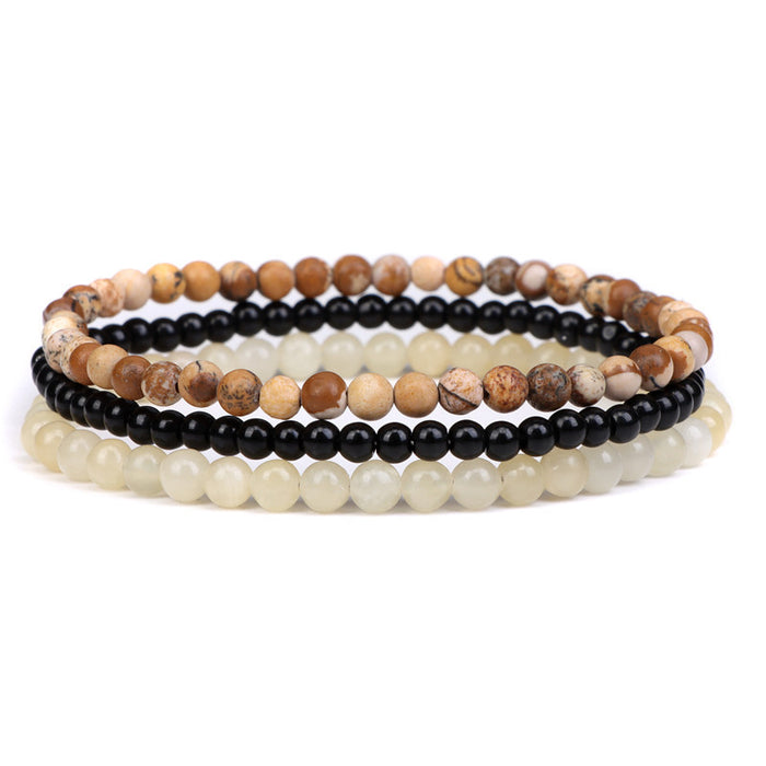 Wholesale 4mm natural stone bead bracelet with elastic cord set