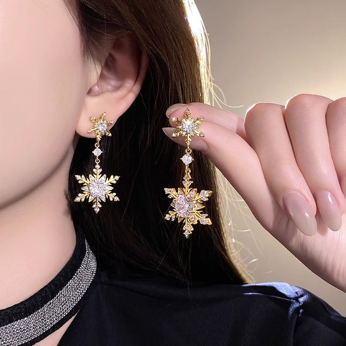 Wholesale Super sparkling micro inlaid zircon earrings for women, light luxury, niche fashion temperament, high-end and versatile earrings