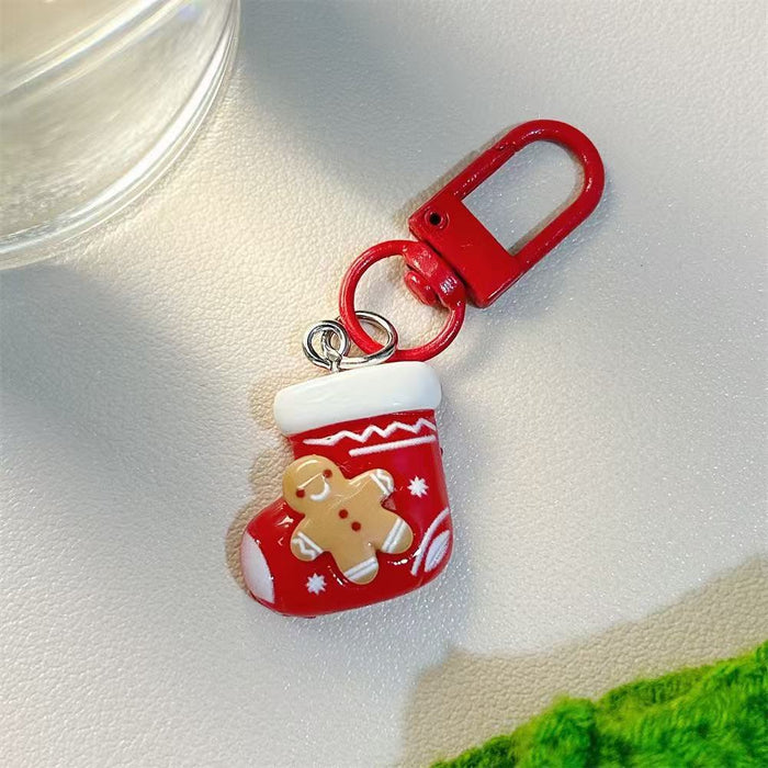 Wholesale Resin Cartoon Christmas Keychain Cute Reindeer Santa Snowman Bag Charm Boutique Gift