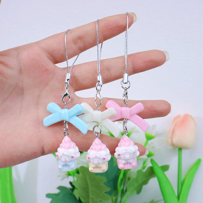 Wholesale Bow shaped phone chain, sweet keychain, bag pendant
