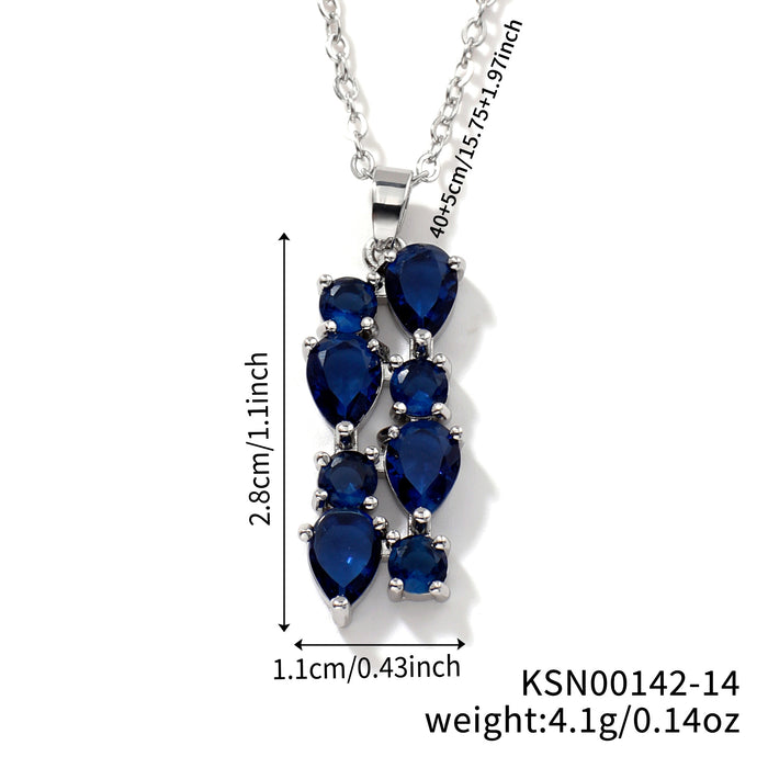 Wholesale Necklace Colored Stone Zircon Pendant Long Necklace Colorful Necklace