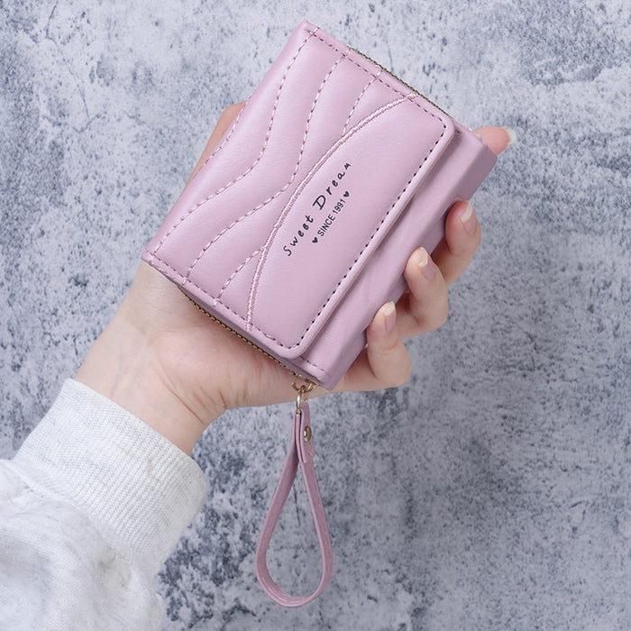 Wholesale Stylish Women' s PU Leather Card Holder Wallet Solid Black