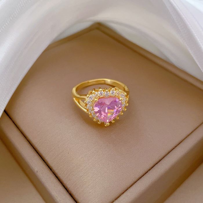 Wholesale Real Gold Love Pink Wedding Ring Adjustable JDC-RS-LG007