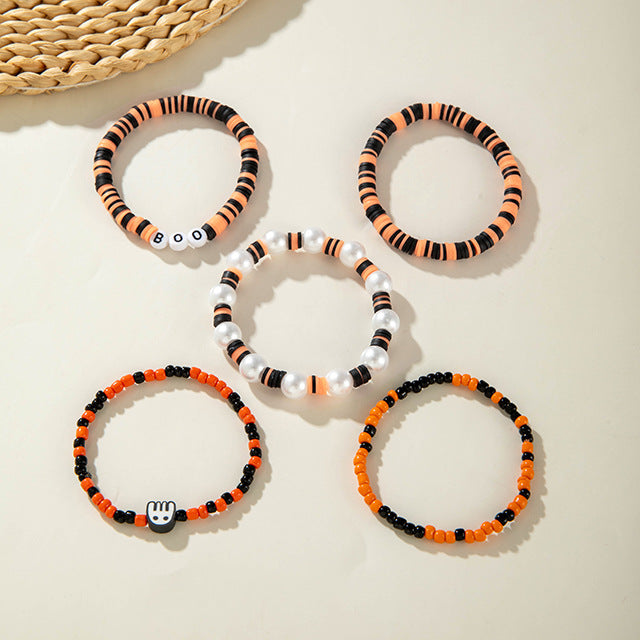 Wholesale  Cartoon Ghost Pumpkin Beaded Bracelet Women' s Fashion Accessory Boutique Resale Gift MOQ≥2