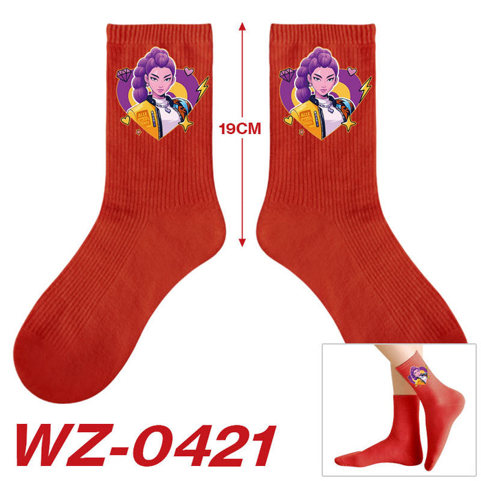 Wholesale Kpop Cute cartoon-themed printed colorful mid-calf socks
