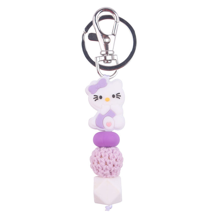 Wholesale Silicone Beaded Bracelet Jewelry Cartoon Cat Keychain Pendant Bag Pendant Accessories